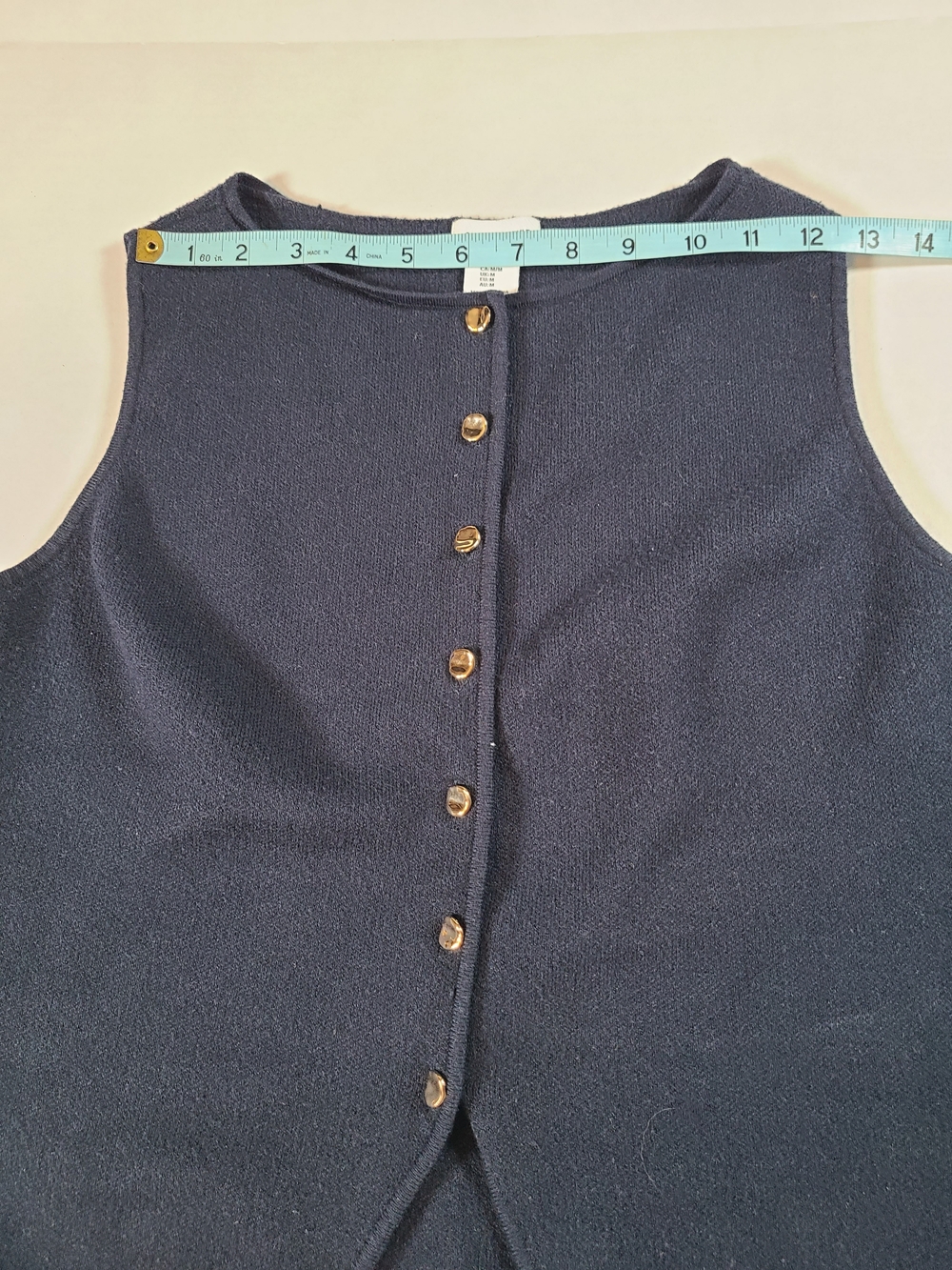 Song of Style By Aimee Song Stylish Womens Navy Knit Top Gold Buttons Medium - Picture 6 of 10